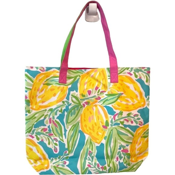 🍀Lilly Pulitzer For Estee Lauder Multicolor Canvas Tropical Print Tote Bag - Picture 2 of 5